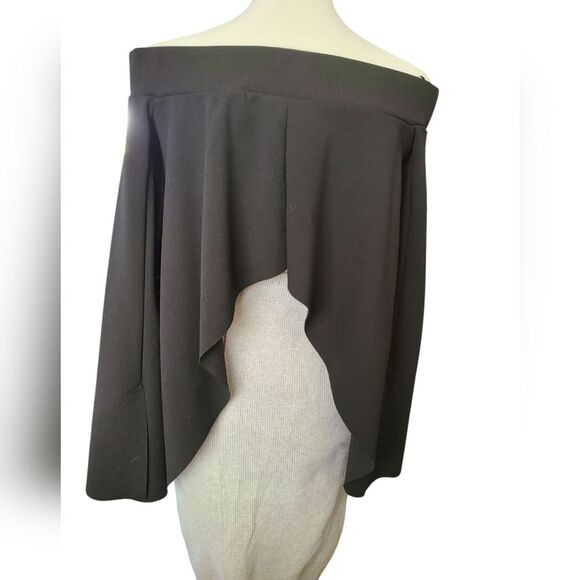 ZARA Off The Shoulder Cut Out Back Black Blouse Top Size Small - Picture 6 of 6
